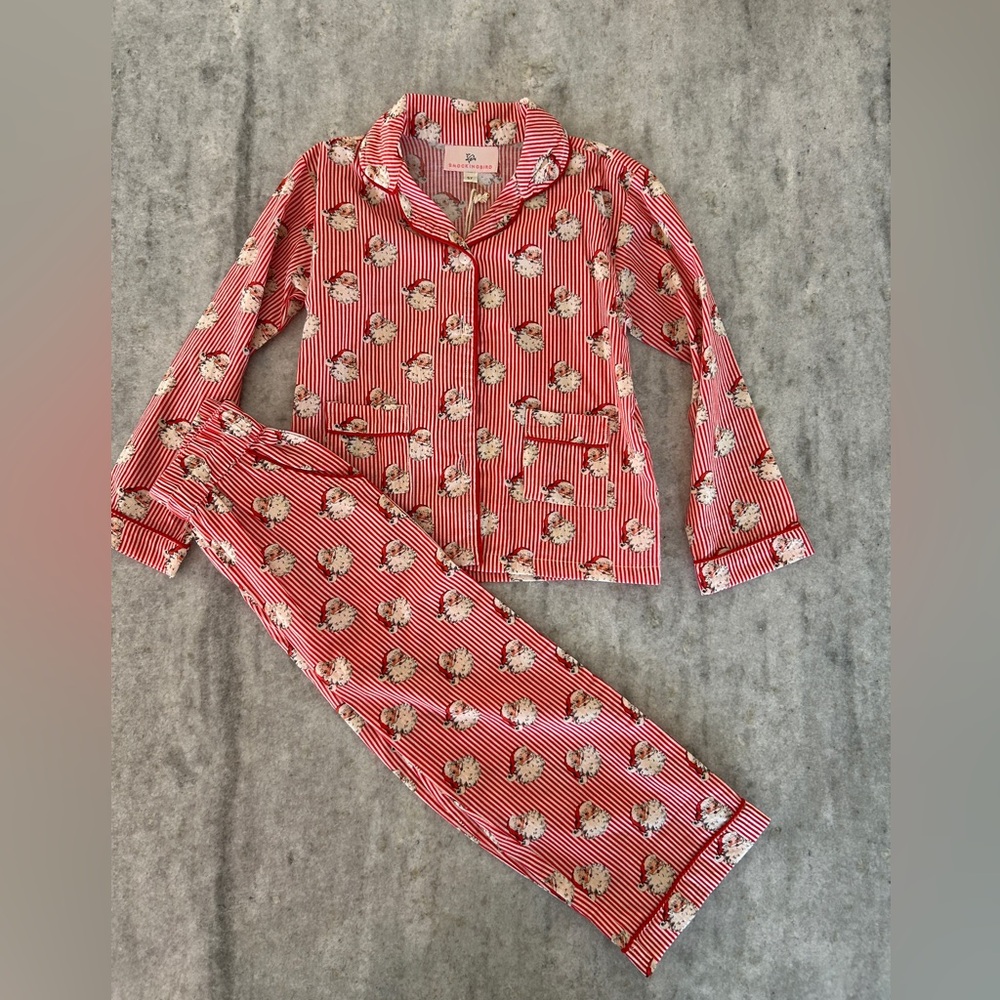 Smockingbird Vintage Red Striped Pajama Set - Classic Button-Up Size 5